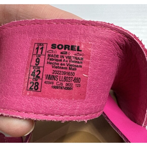 SOREL Woman’s Ella II Easy Flip T-Strap Sandals Thongs Fuchsia Fizz Sea Salt 11 - Picture 9 of 9
